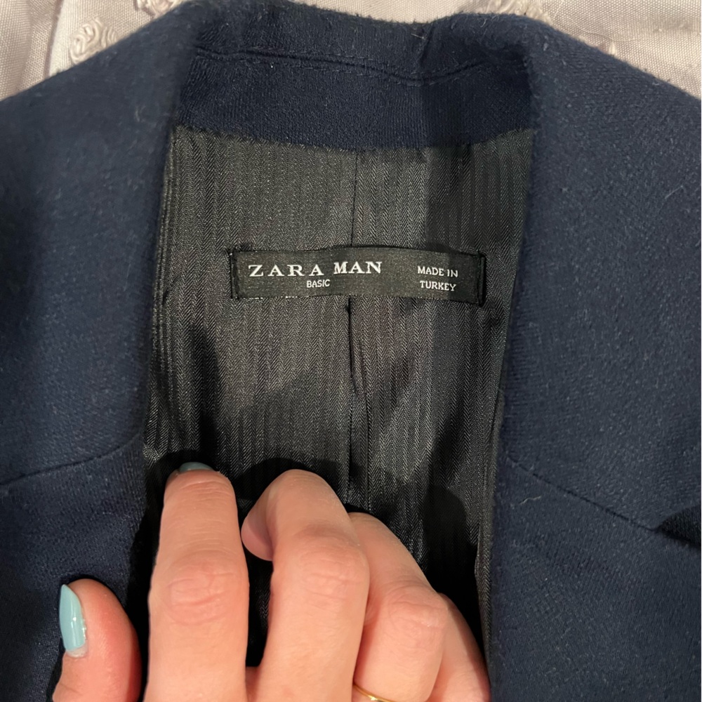Zara Men Basic Blazer - Navy Blue Small - image 4